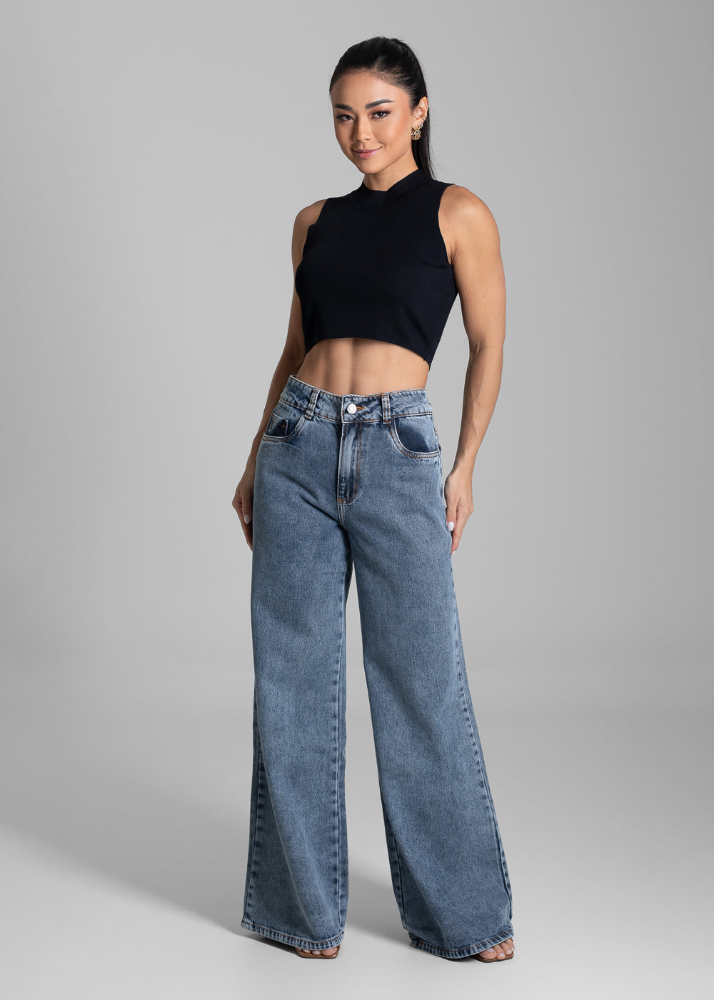 Calça Jeans Sawary Wide Leg - 281939 PRETO