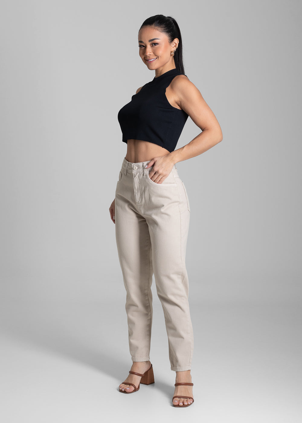 Calça Sarja Sawary Mom - 281946 BEGE