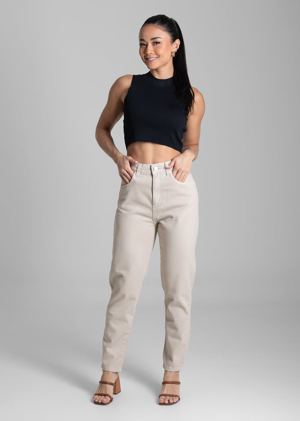 Calça Sarja Sawary Mom - 281946 BEGE