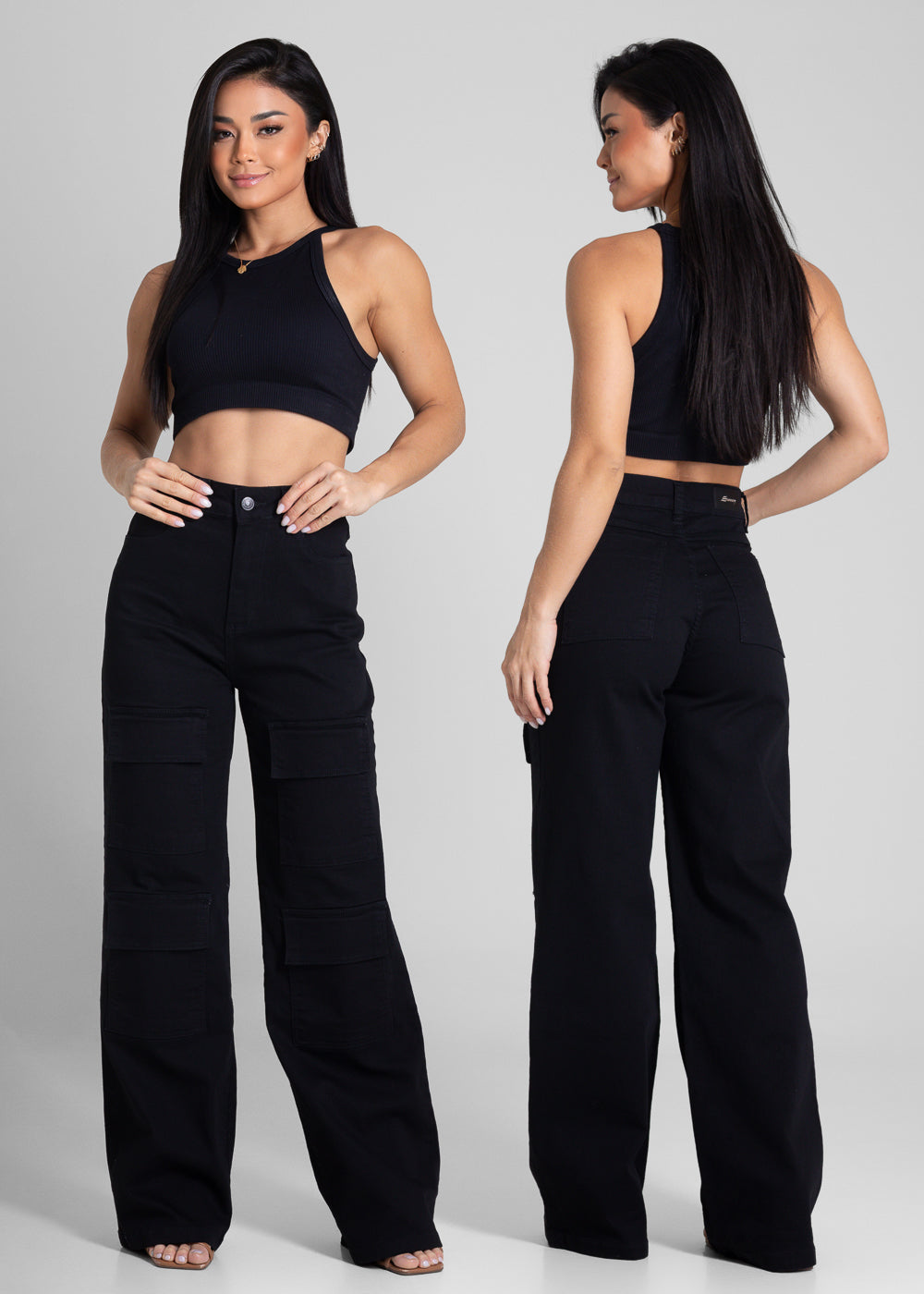 Calça Sarja Sawary Wide Leg - 281947 PRETO