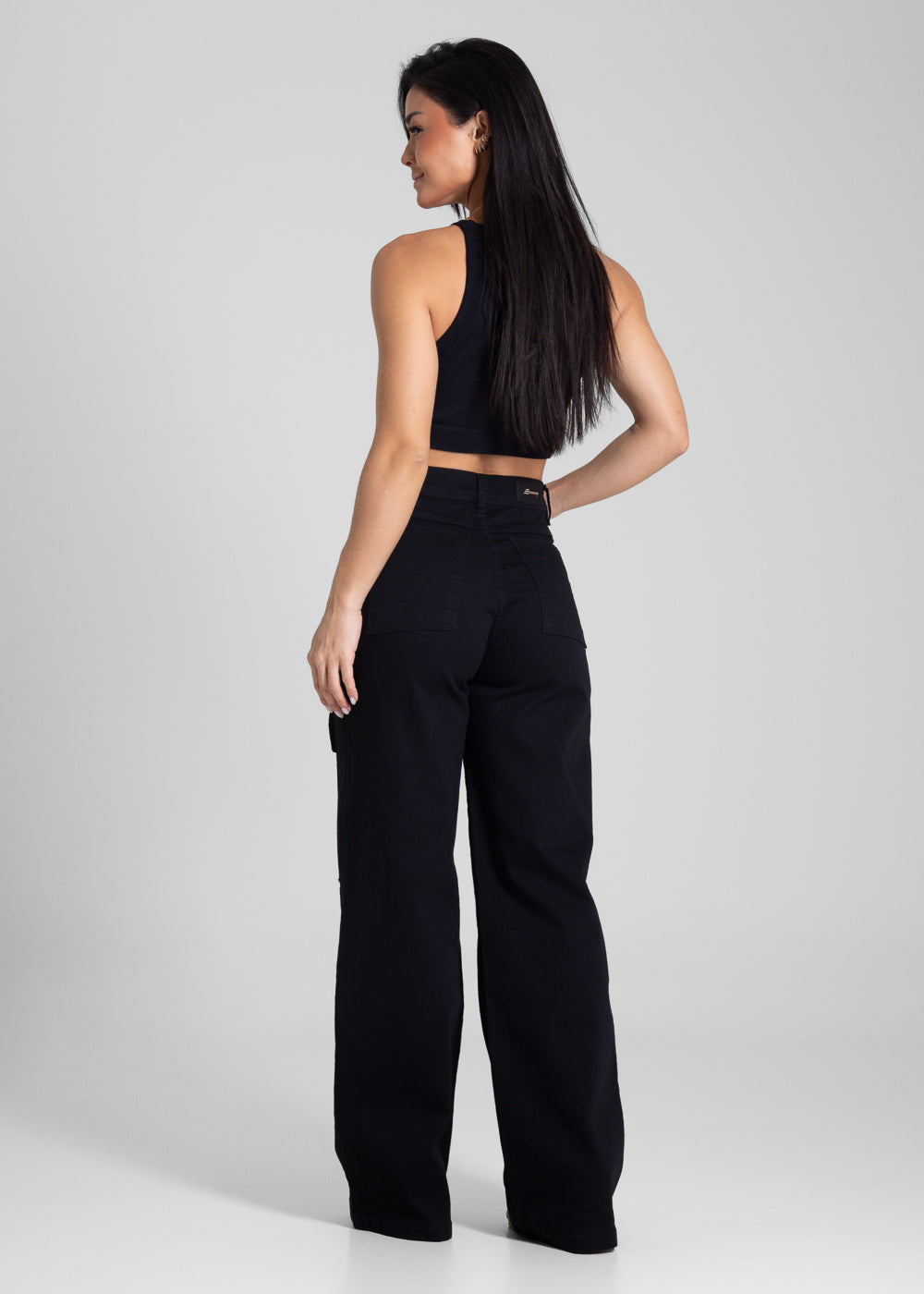 Calça Sarja Sawary Wide Leg - 281947 PRETO