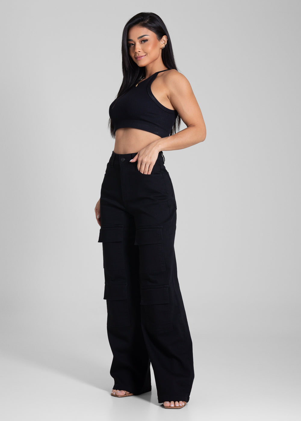 Calça Sarja Sawary Wide Leg - 281947 PRETO