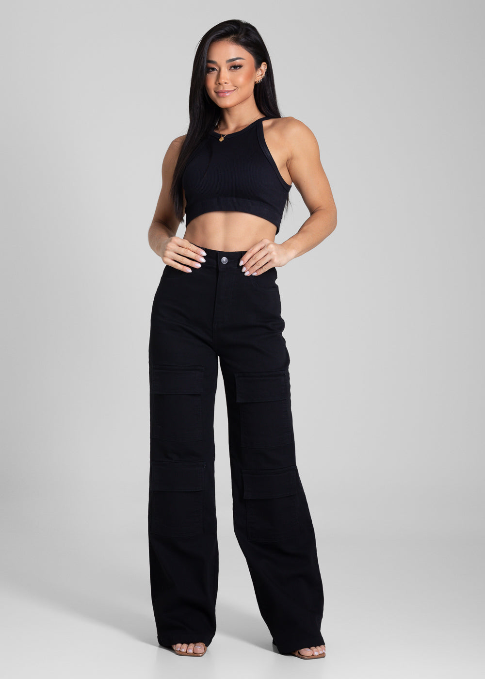 Calça Sarja Sawary Wide Leg - 281947 PRETO