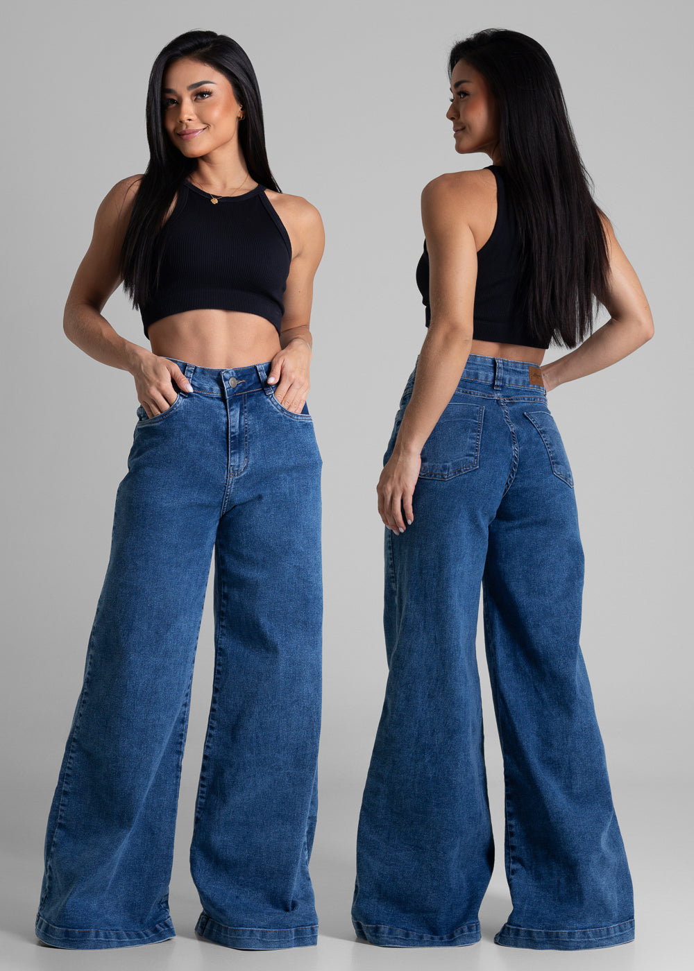 Calça Jeans Sawary Super Wide Leg - 281960 AZUL