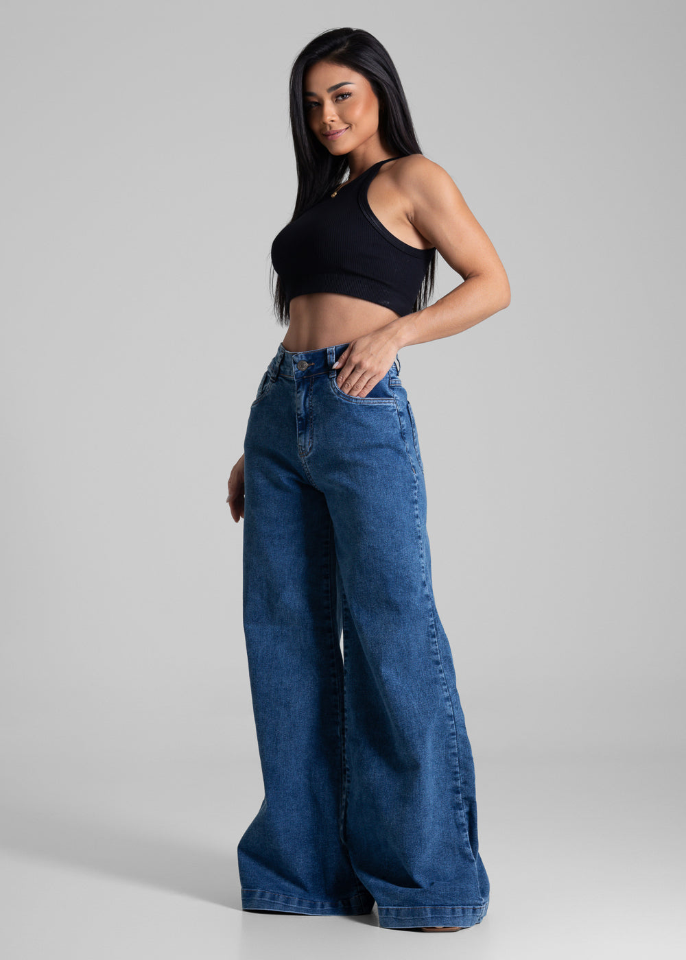 Calça Jeans Sawary Super Wide Leg - 281960 AZUL