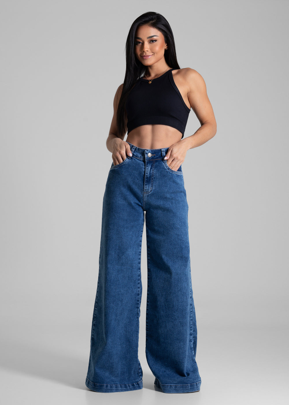 Calça Jeans Sawary Super Wide Leg - 281960 AZUL
