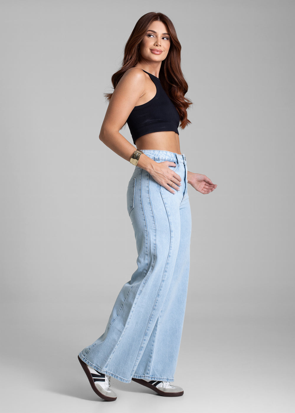 Calça Jeans Sawary Wide Leg Petit - 281972 AZUL