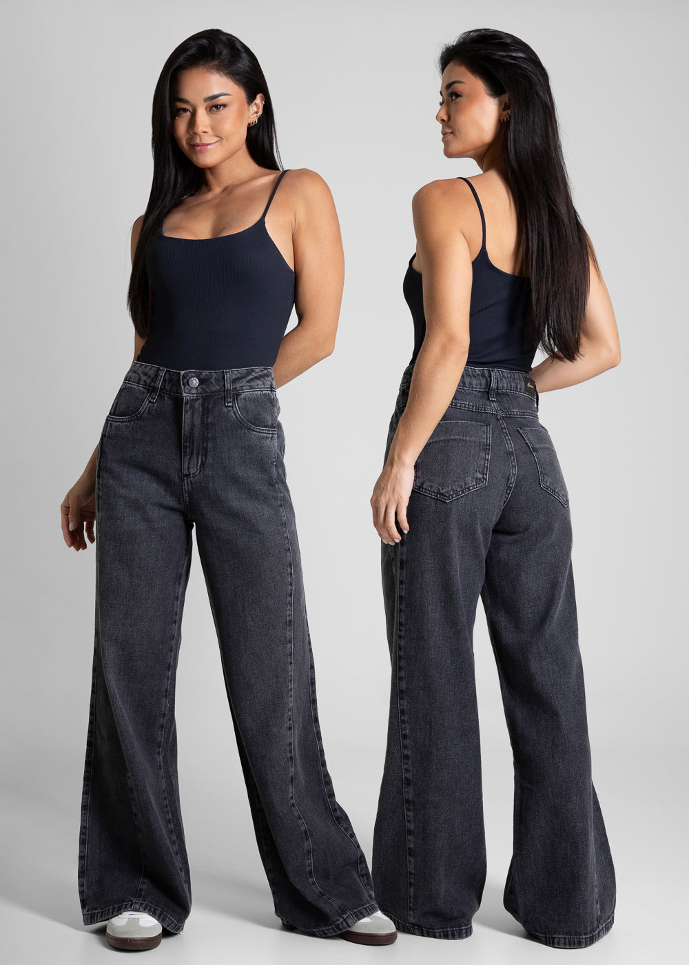 Calça Jeans Sawary Wide Leg Petit - 281978 PRETO