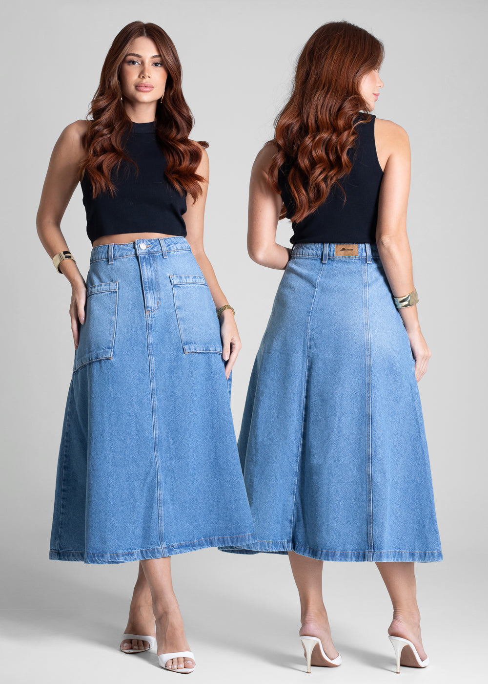 Saia Jeans Sawary Midi - 281981 AZUL