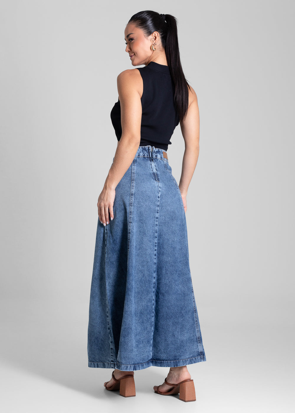 Saia Jeans Sawary Midi - 281984 AZUL