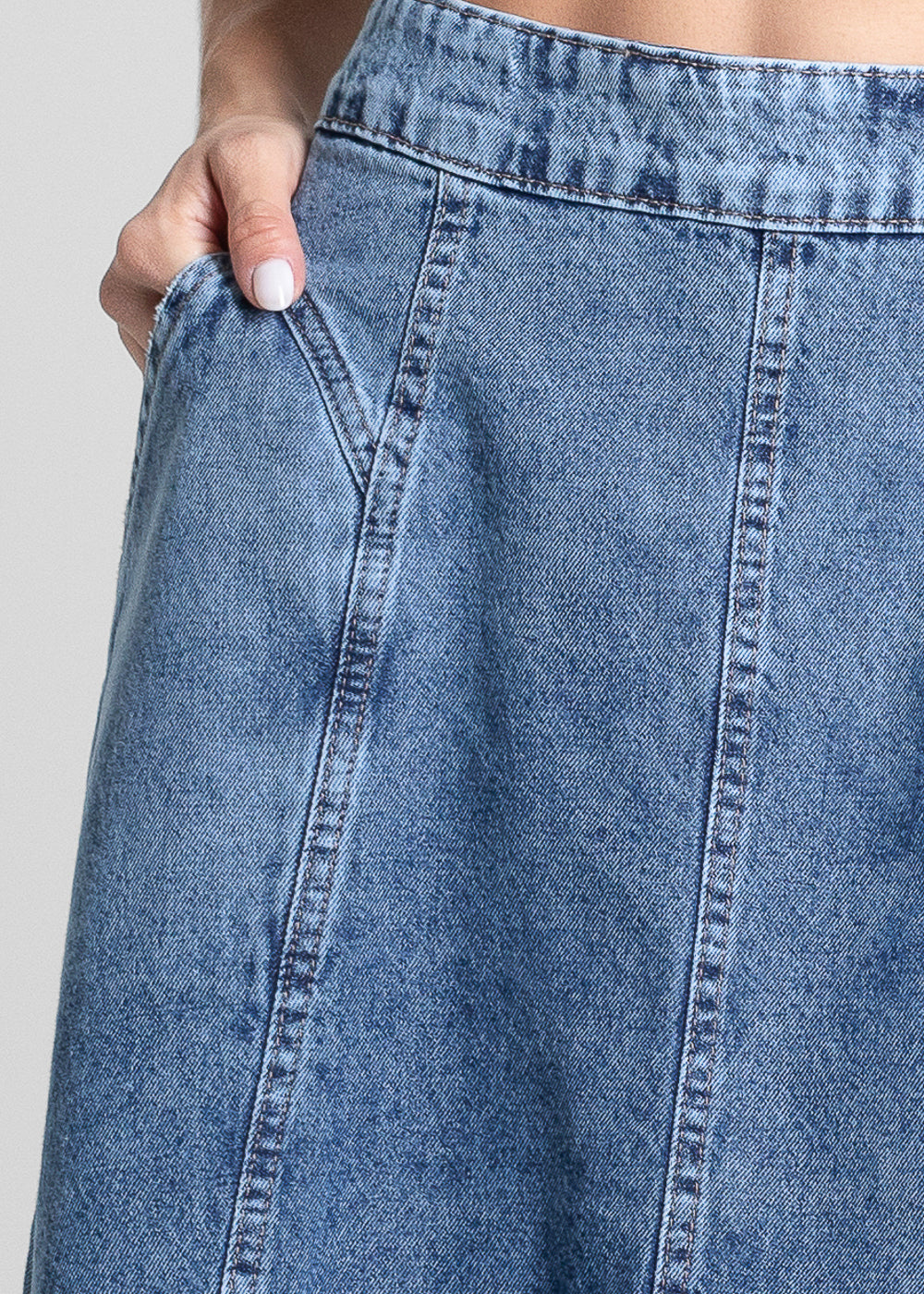 Syuriya-3298 Saia Jeans Sawary Midi - 281986 AZUL