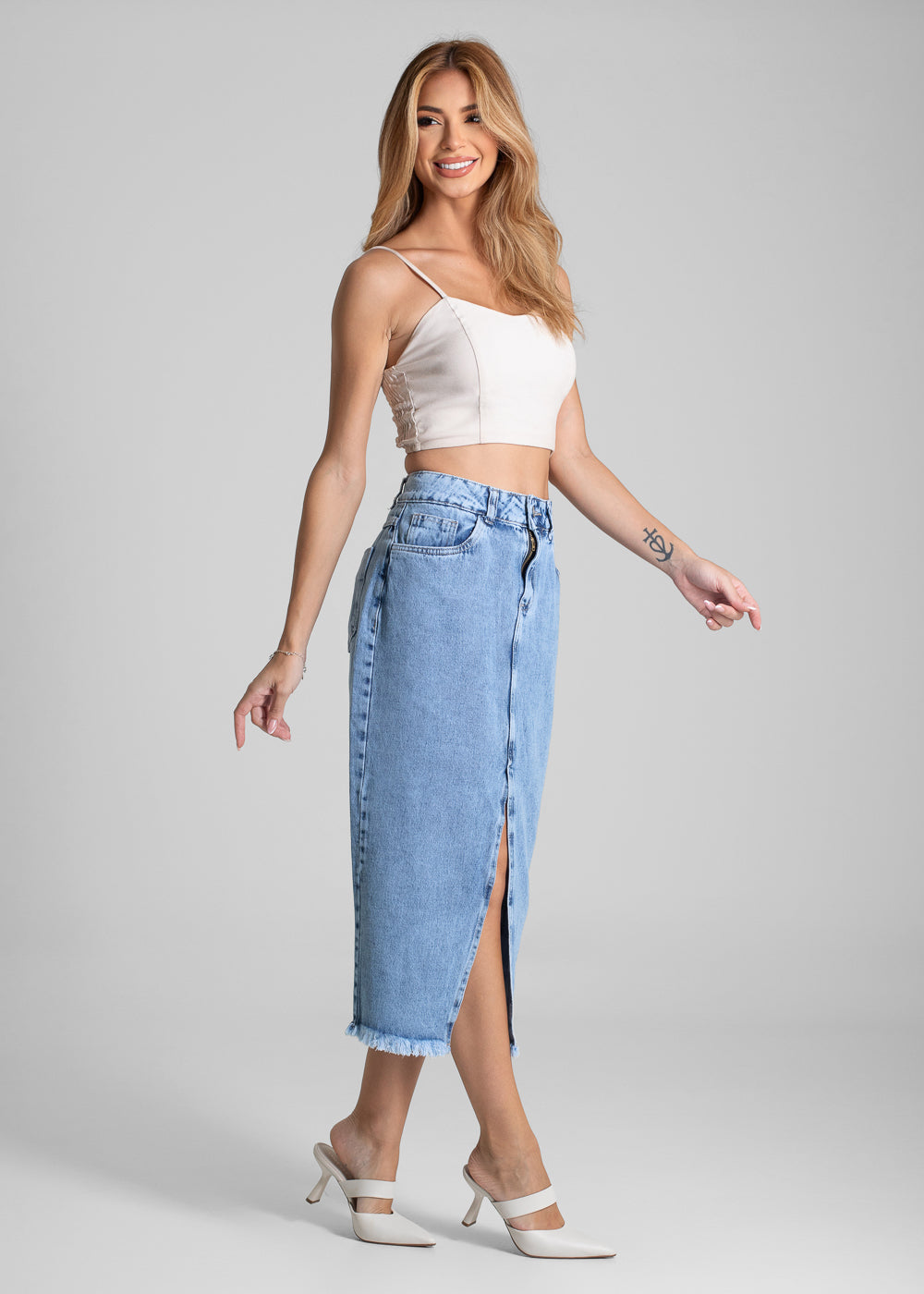 Saia Jeans Sawary Midi - 281986 AZUL