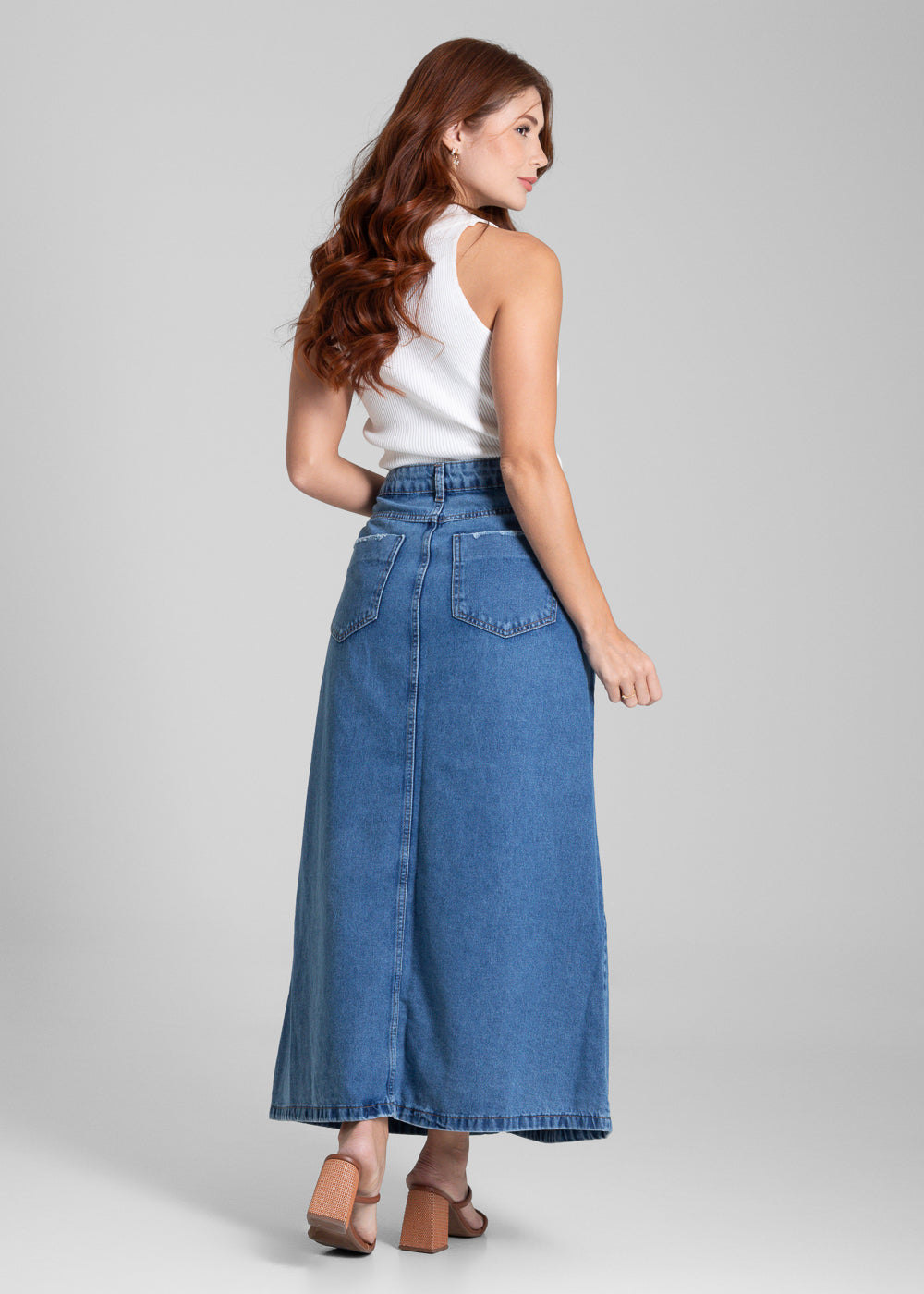 Saia Jeans Sawary Midi - 281987 AZUL