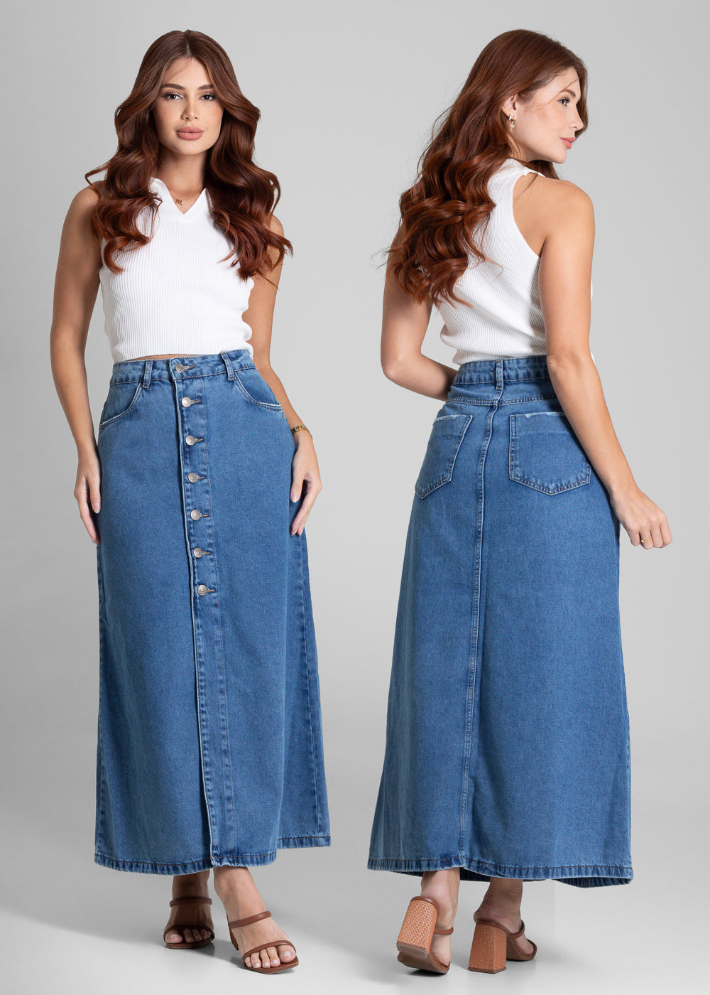 Saia Jeans Sawary Midi - 281987 AZUL
