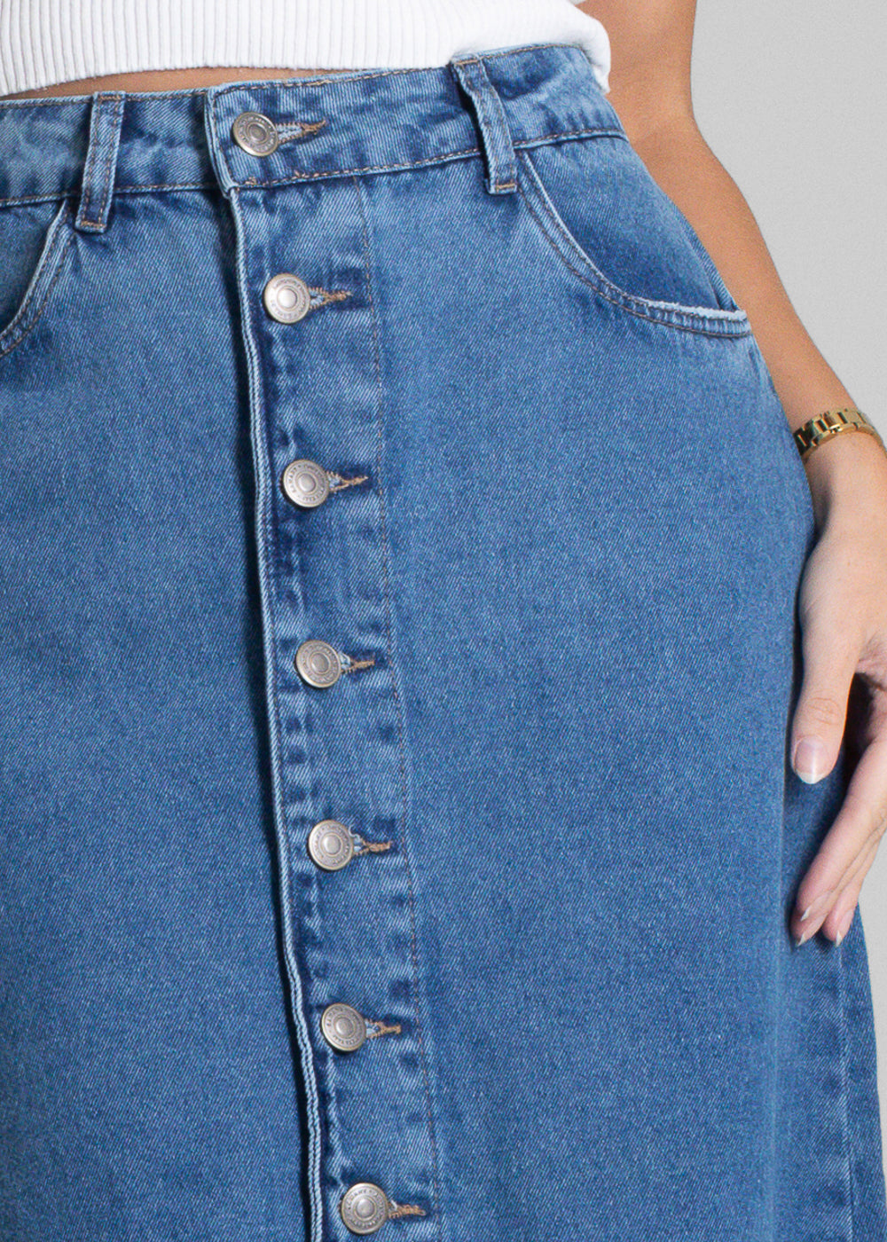 Saia Jeans Sawary Midi - 281987 AZUL