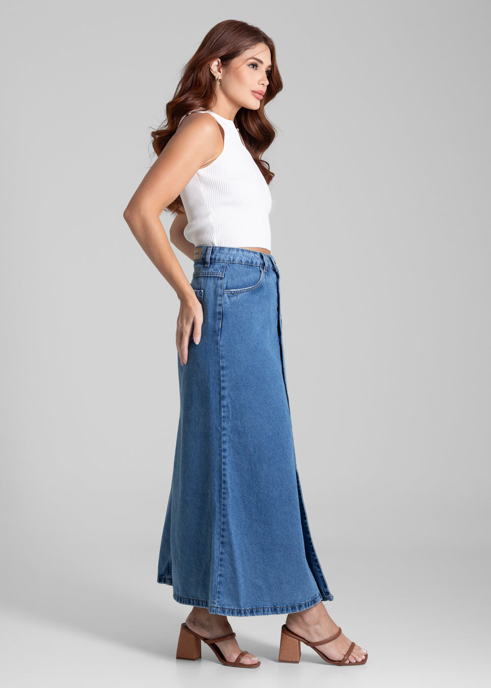 Saia Jeans Sawary Midi - 281987 AZUL