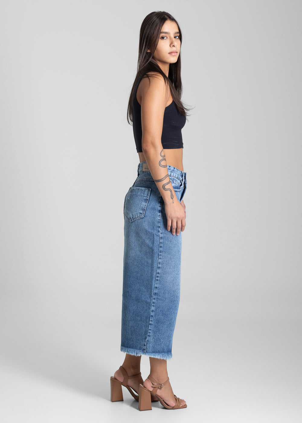 Saia Jeans Sawary Midi - 281991 AZUL