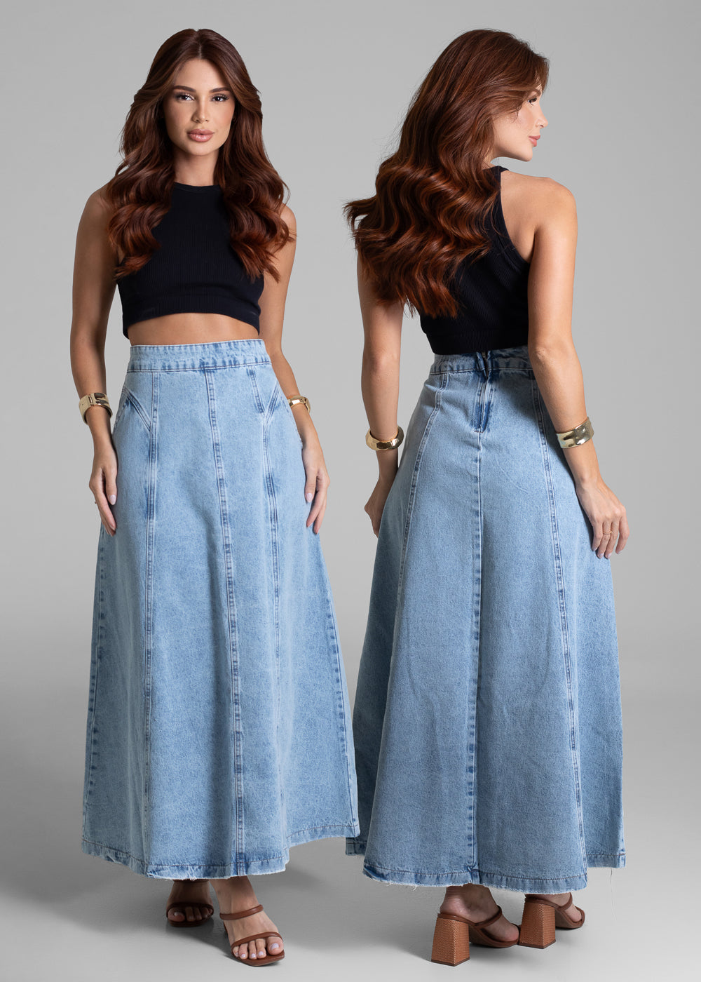 Saia Jeans Sawary Midi - 281999 AZUL