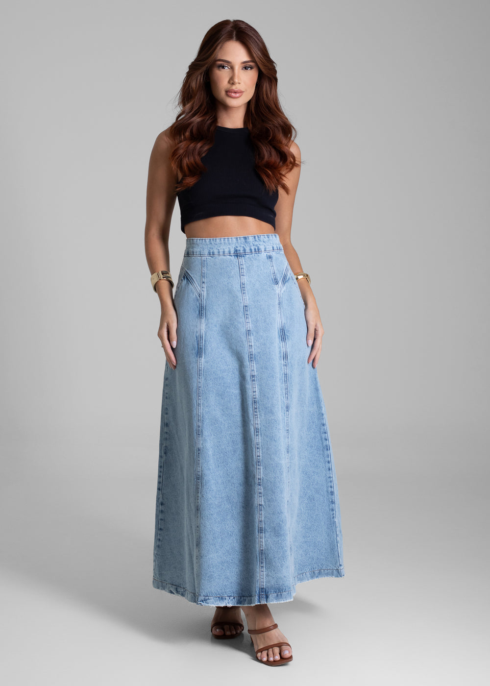 Saia Jeans Sawary Midi - 281999 AZUL