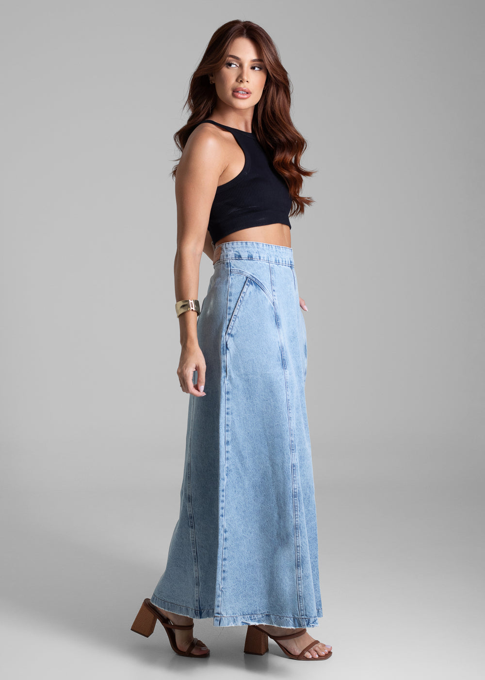 Saia Jeans Sawary Midi - 281999 AZUL