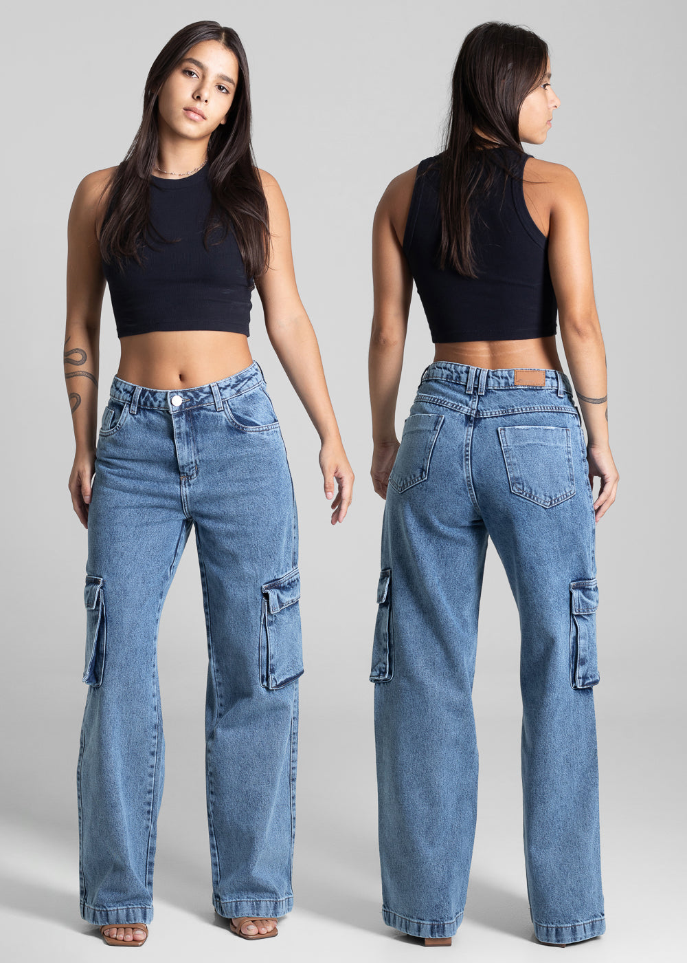 Calça Jeans Sawary Wide Leg - 282000 AZUL