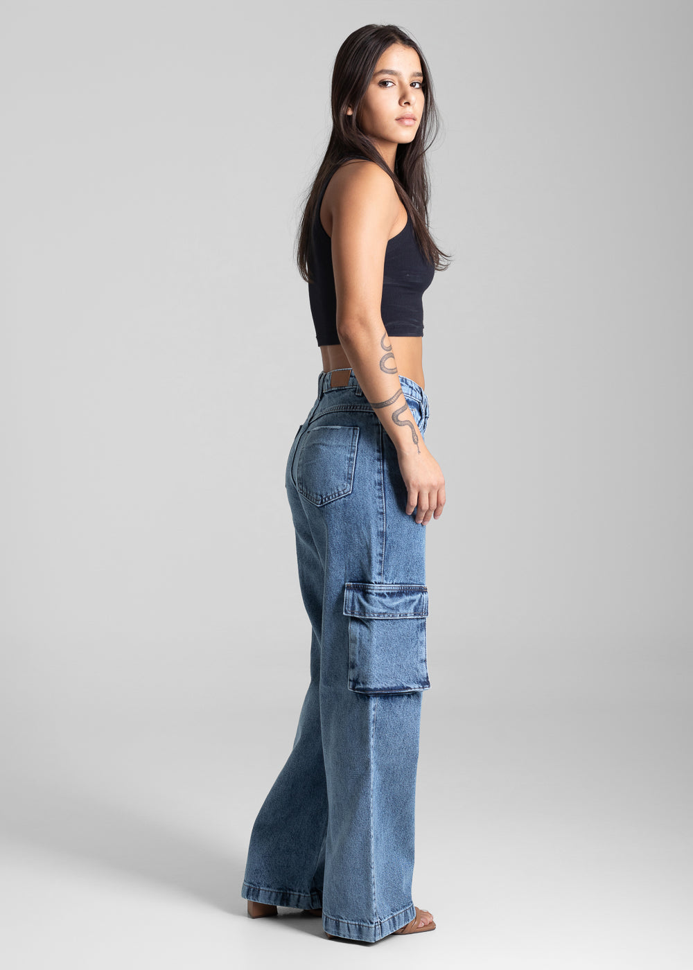 Calça Jeans Sawary Wide Leg - 282000 AZUL