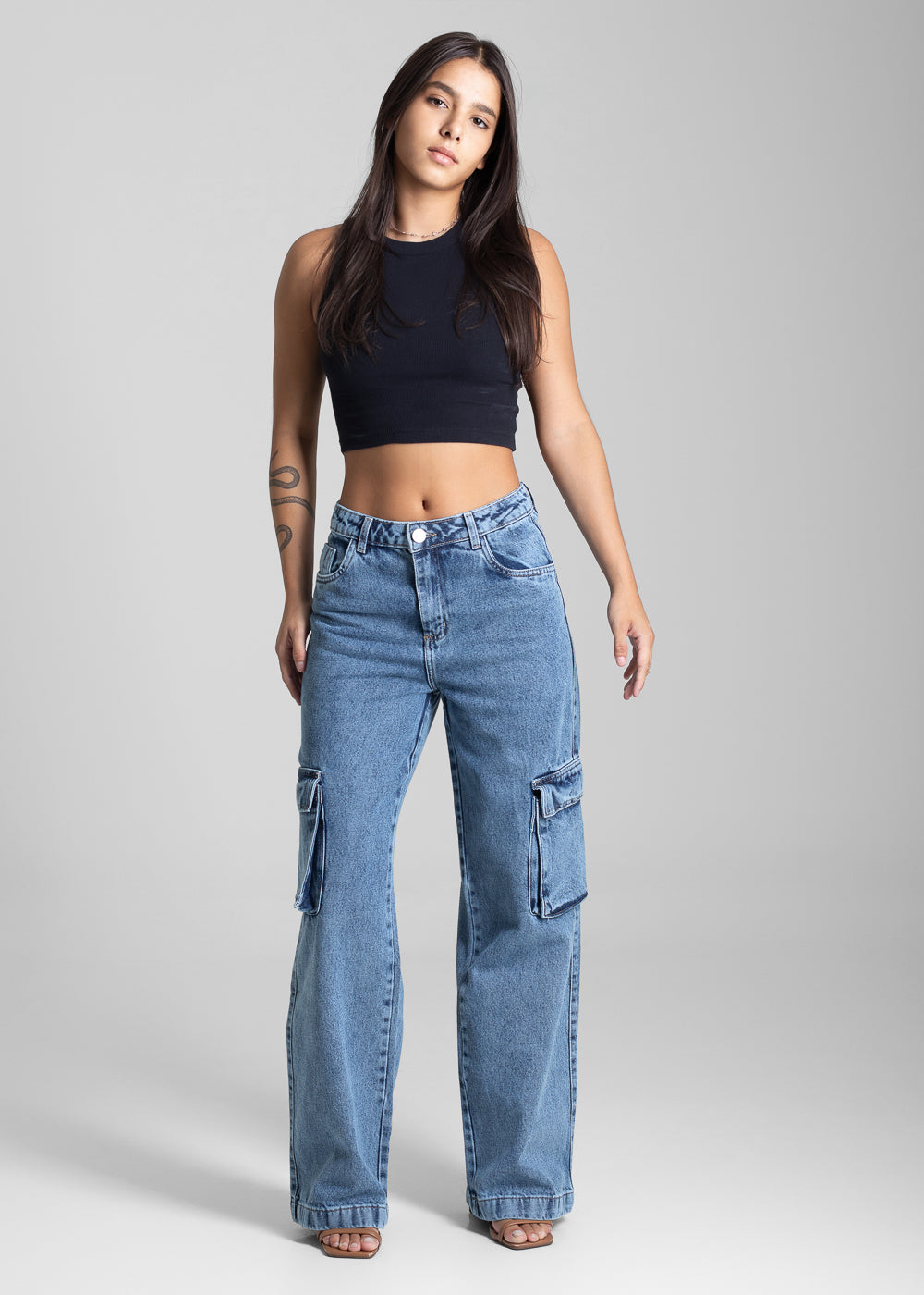 Calça Jeans Sawary Wide Leg - 282000 AZUL