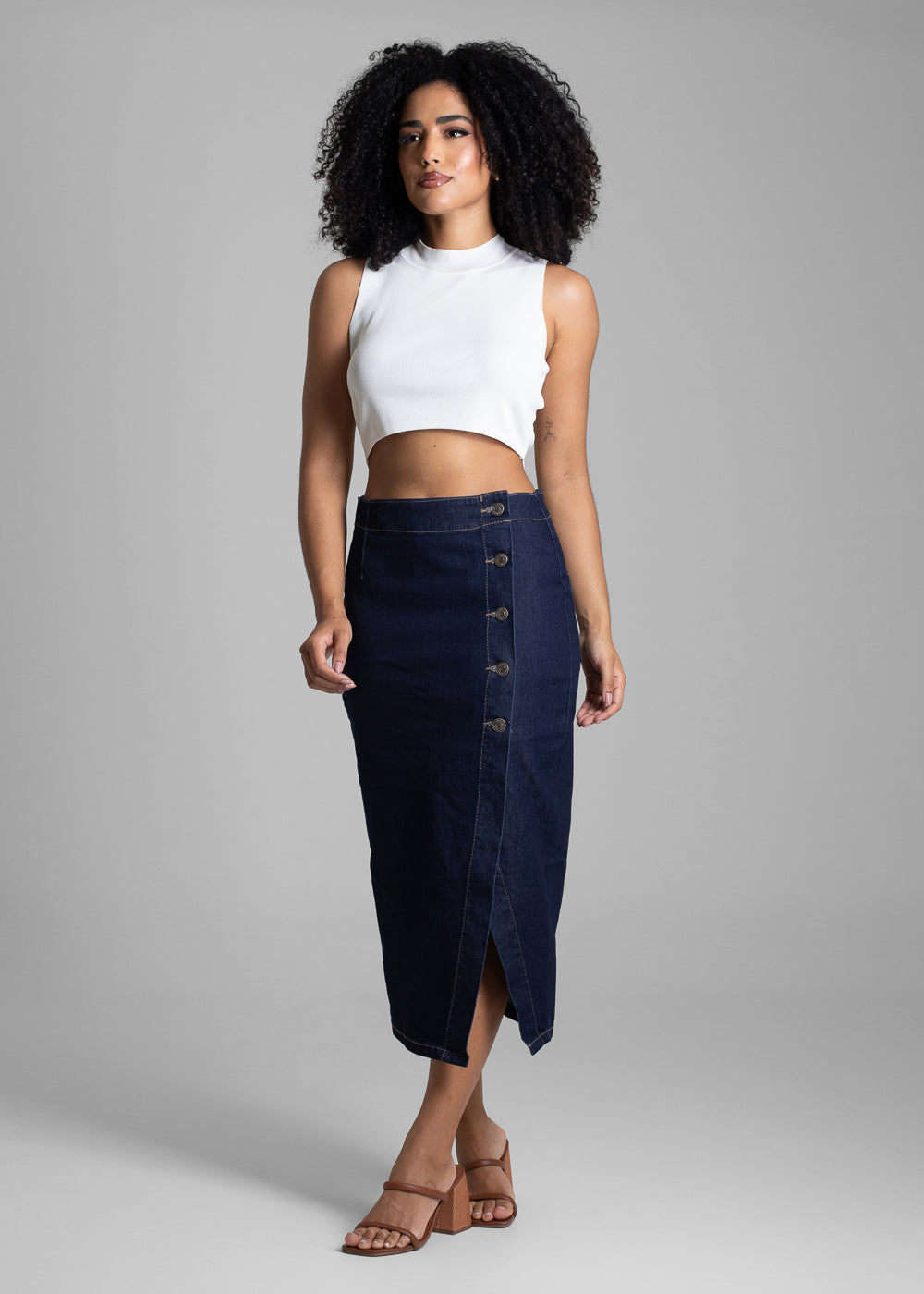 Saia Jeans Sawary Midi - 282009 AZUL