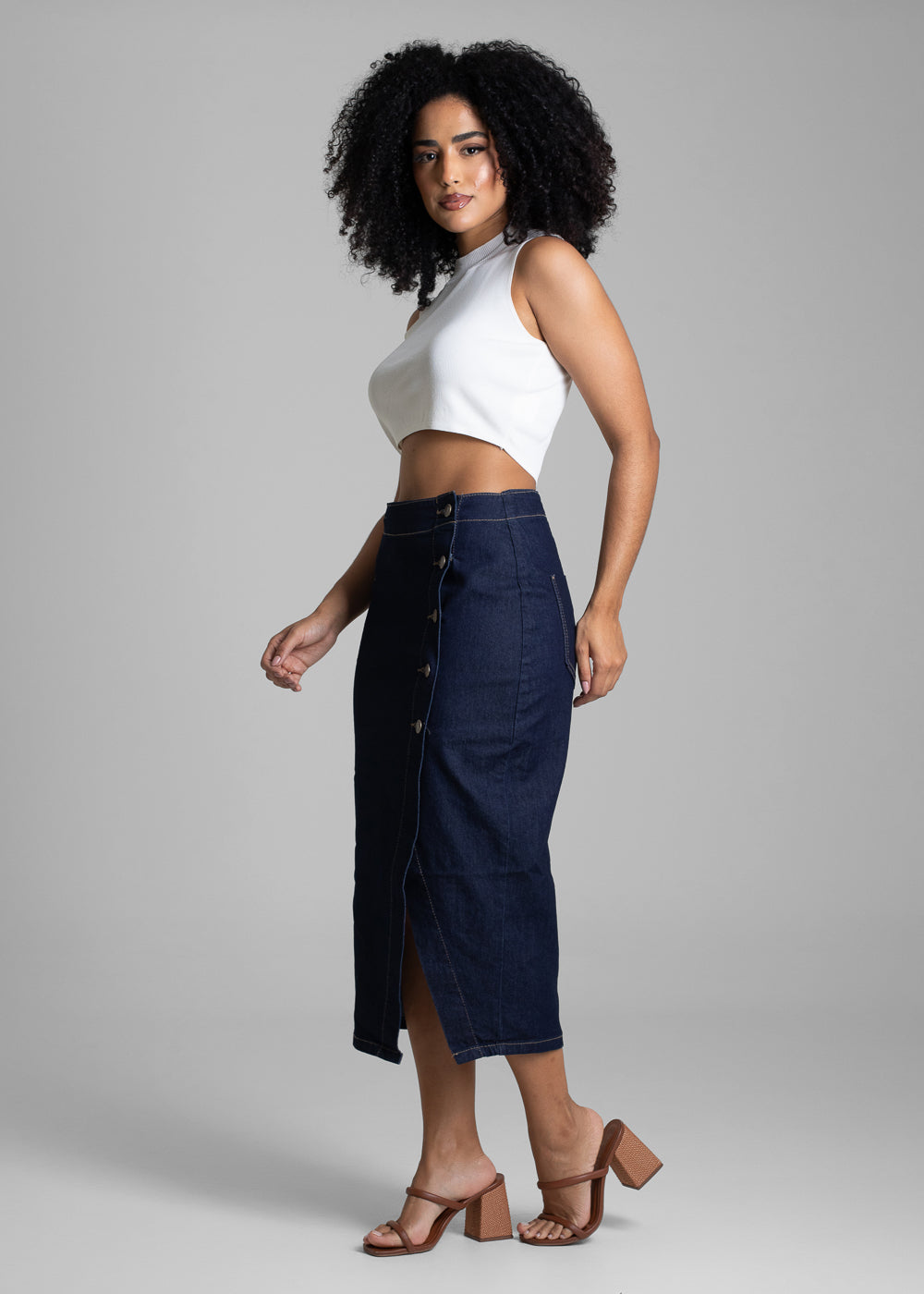 Saia Jeans Sawary Midi - 282009 AZUL