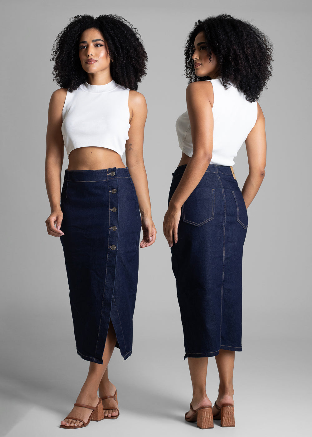 Saia Jeans Sawary Midi - 282009 AZUL