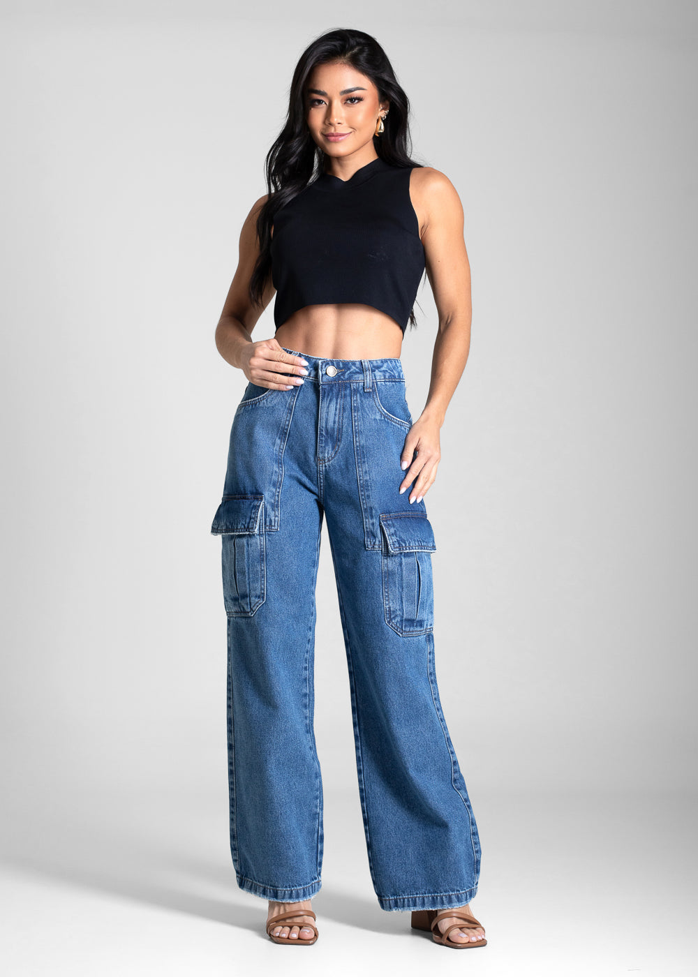 Calça Jeans Sawary Wide Leg - 282010 AZUL