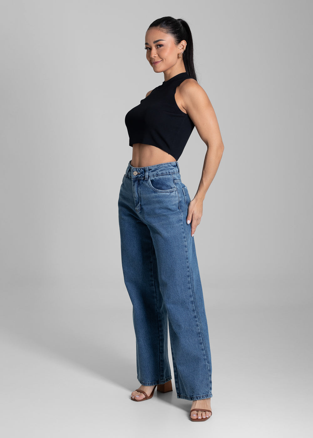 Calça Jeans Sawary Wide Leg Petit - 282028 AZUL