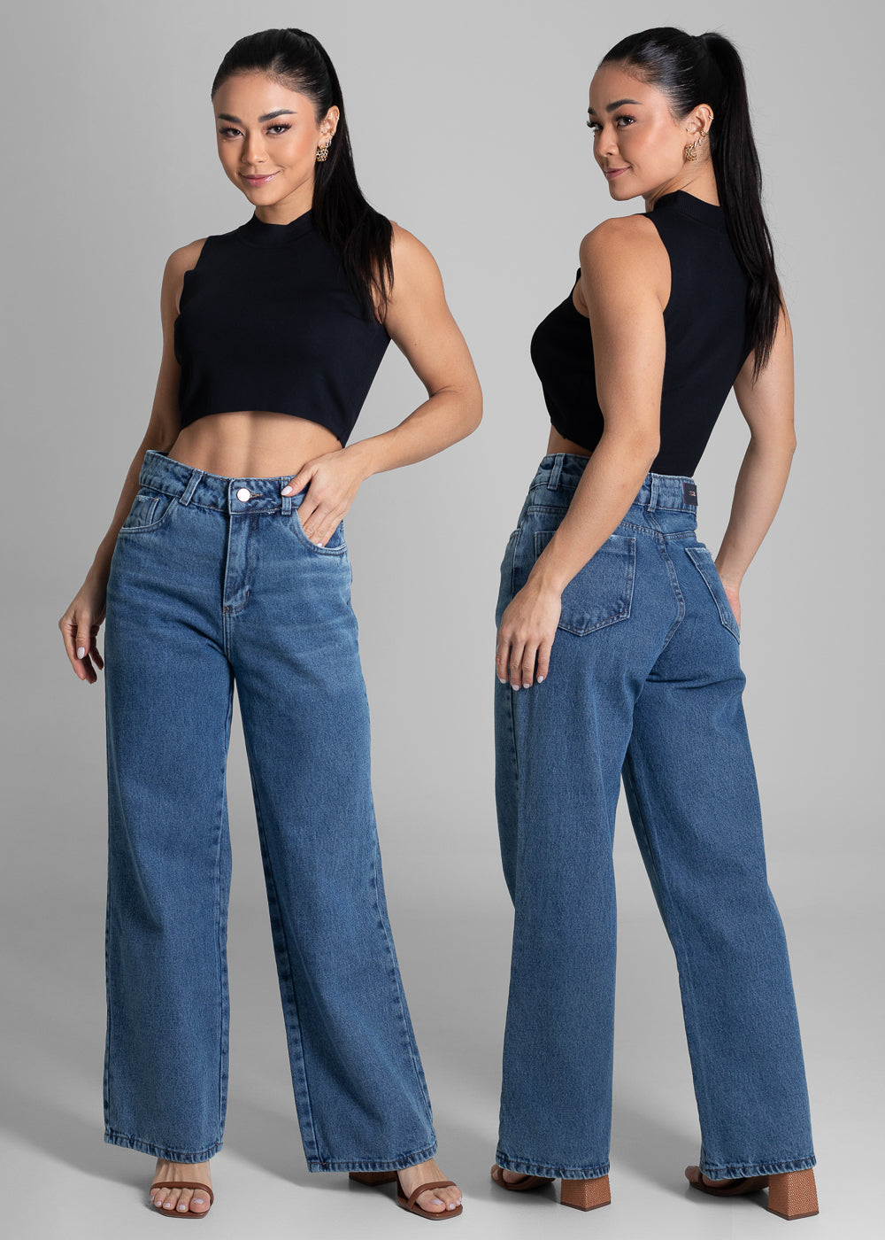 Calça Jeans Sawary Wide Leg Petit - 282028 AZUL