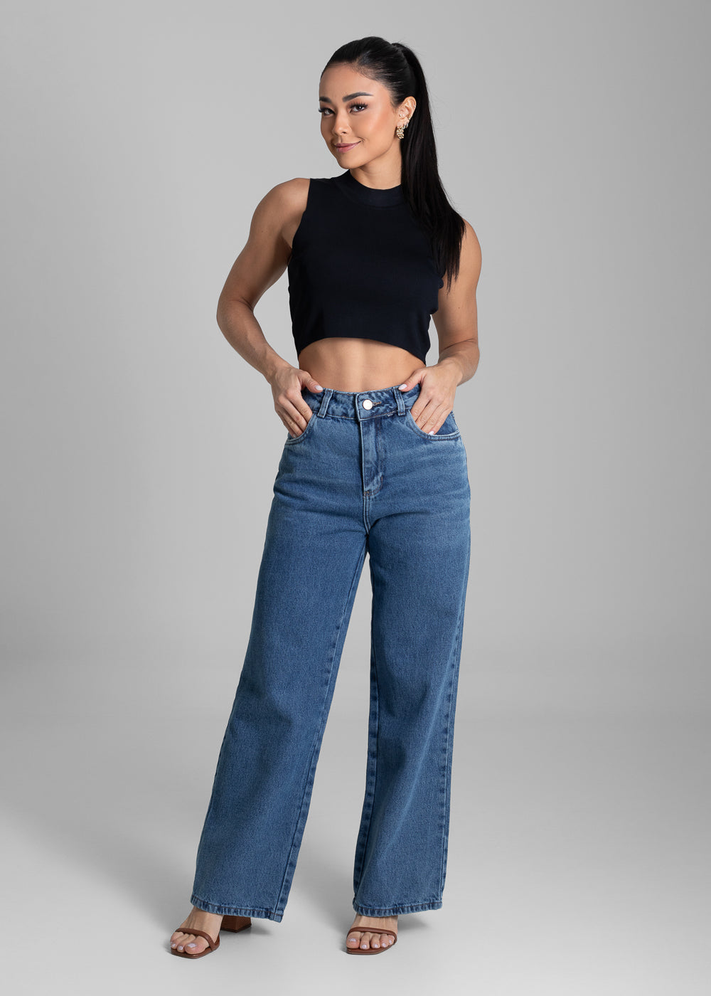 Calça Jeans Sawary Wide Leg Petit - 282028 AZUL