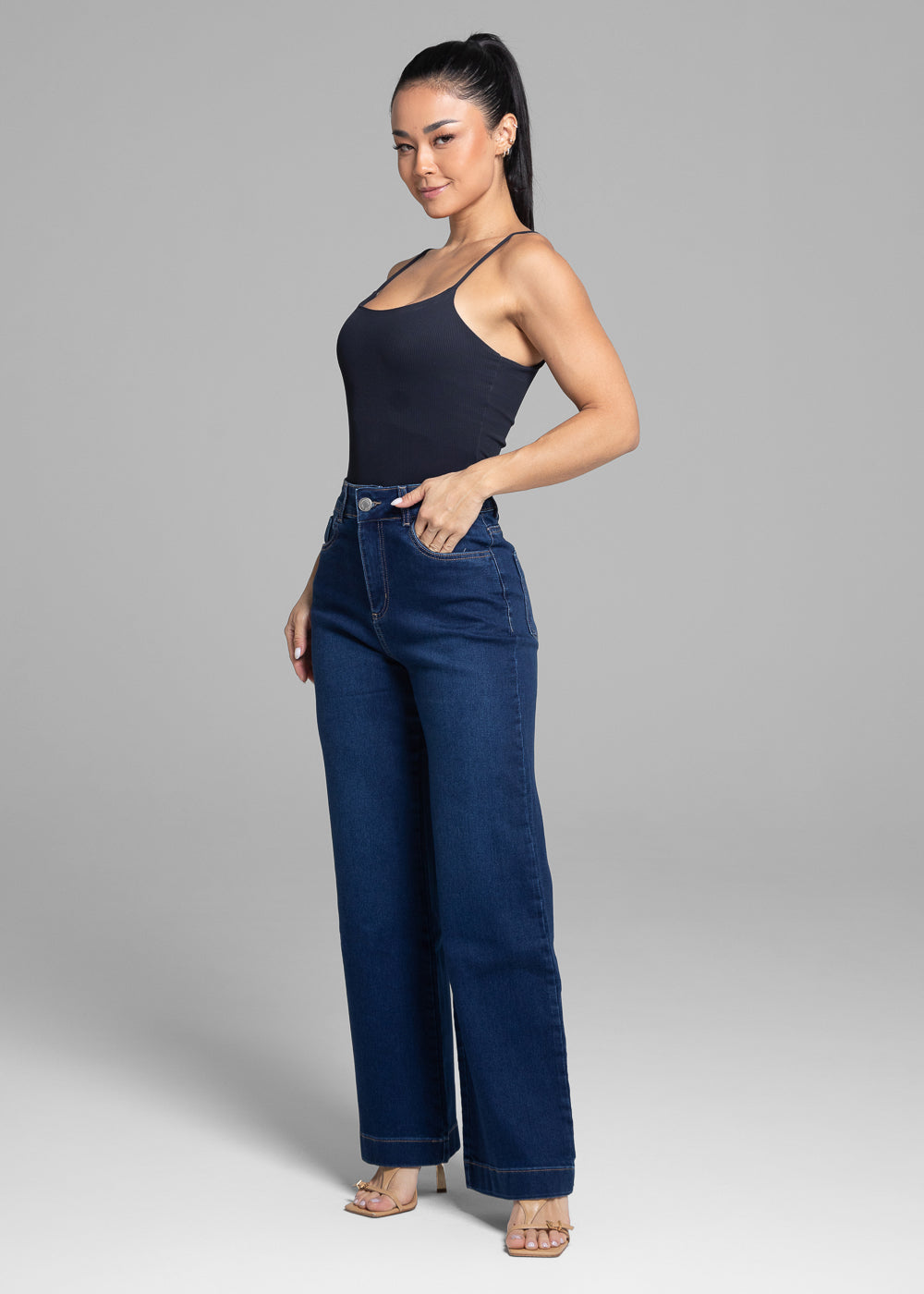Calça Jeans Sawary Wide Leg Petit - 282060 AZUL