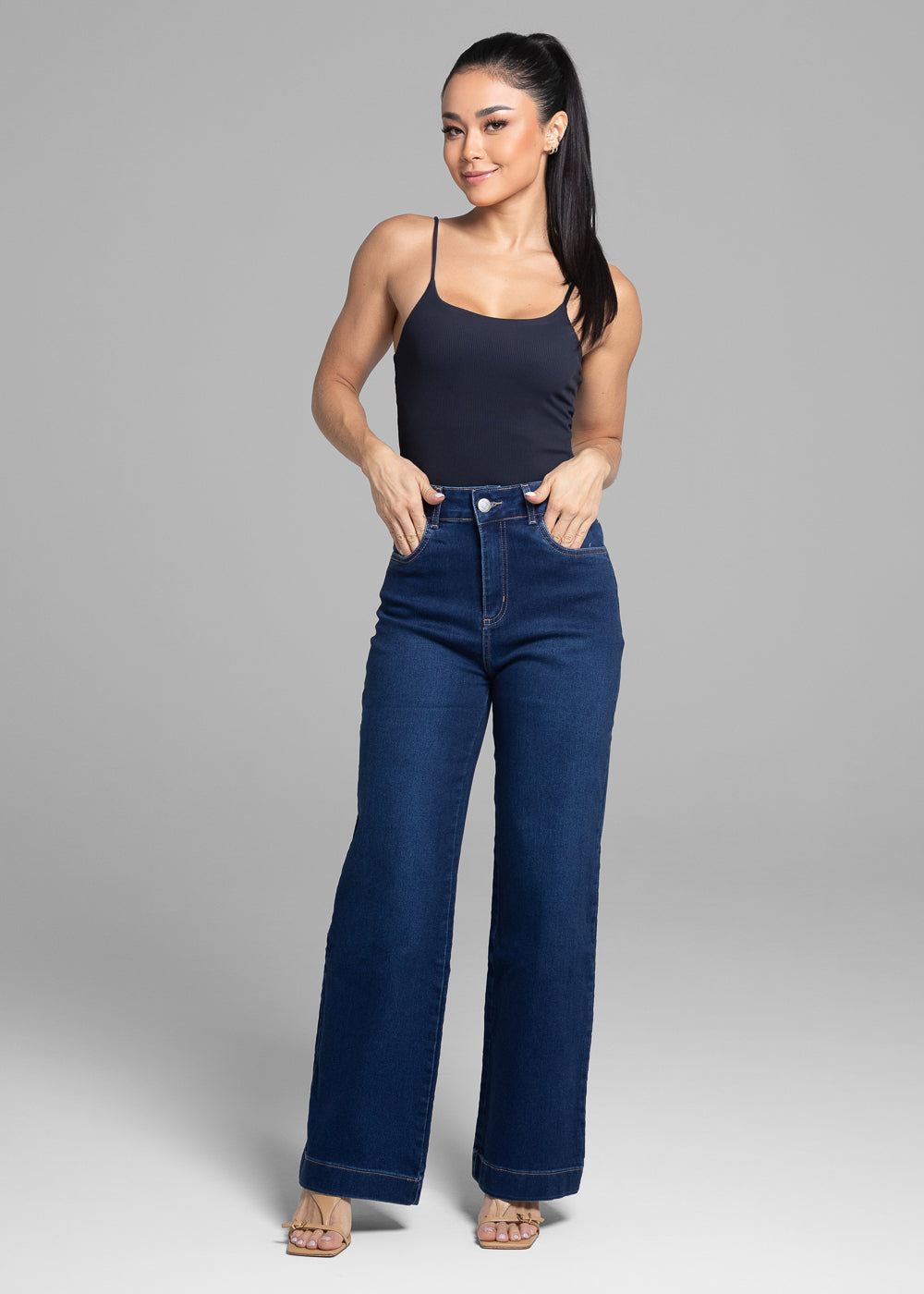 Calça Jeans Sawary Wide Leg Petit - 282060 AZUL