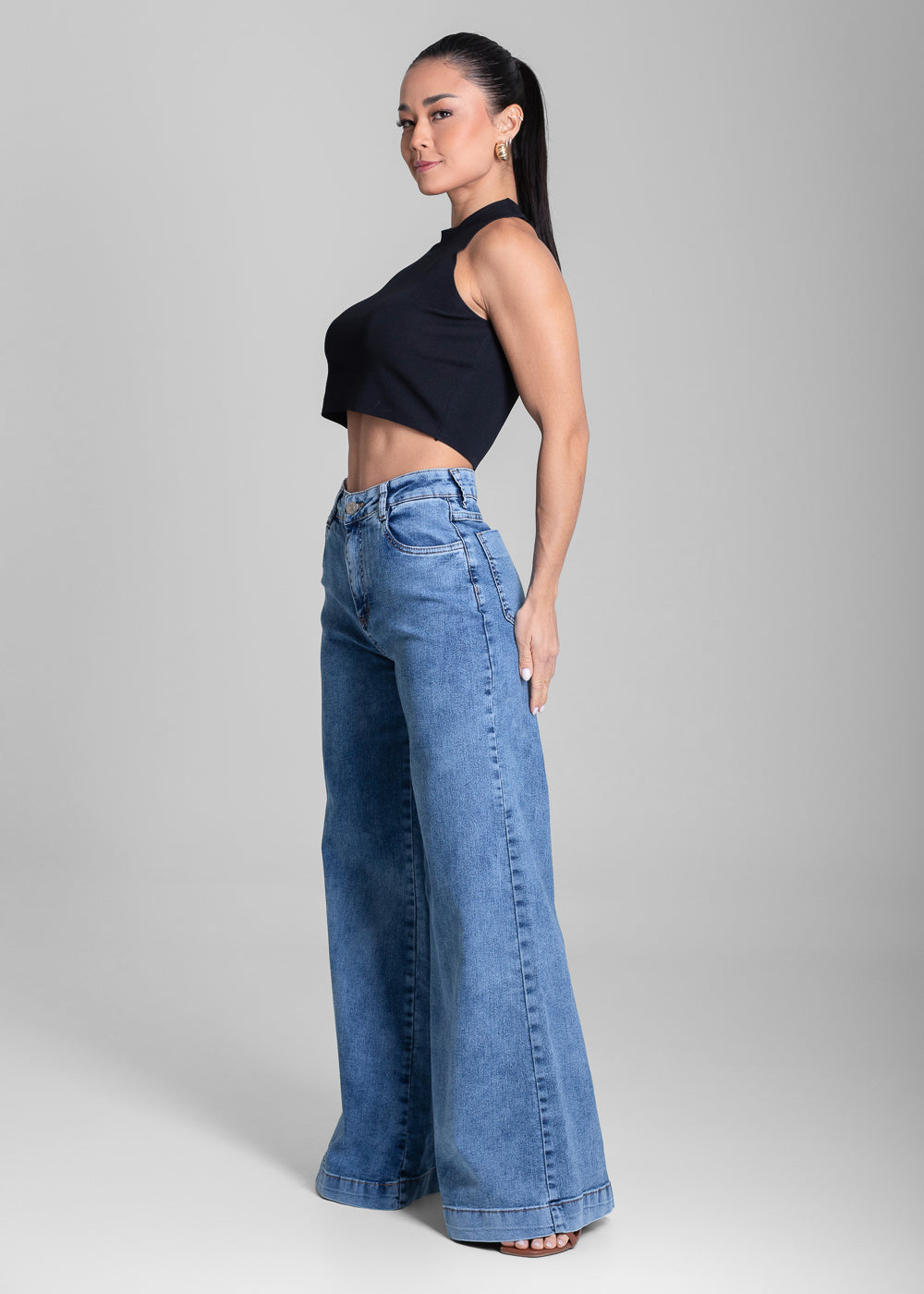 Calça Jeans Sawary Super Wide Leg - 282073 AZUL