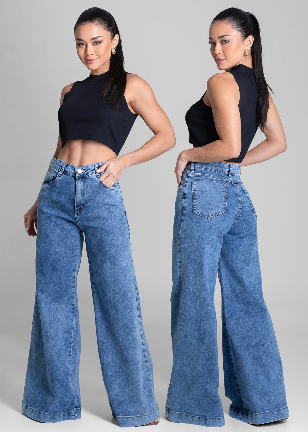 Calça Jeans Sawary Super Wide Leg - 282073 AZUL