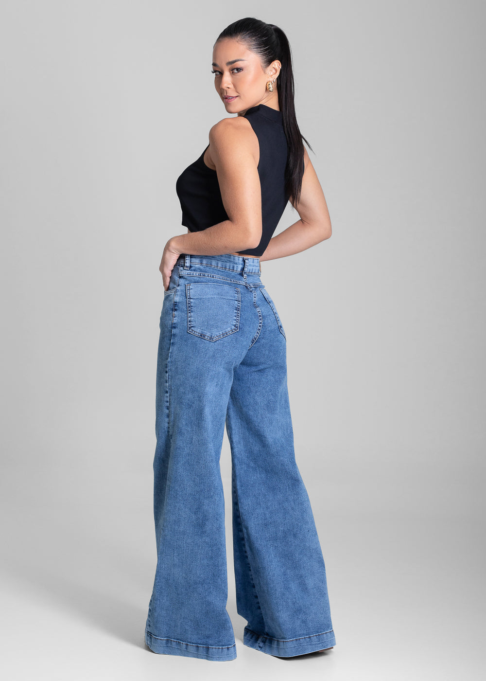 Calça Jeans Sawary Super Wide Leg - 282073 AZUL
