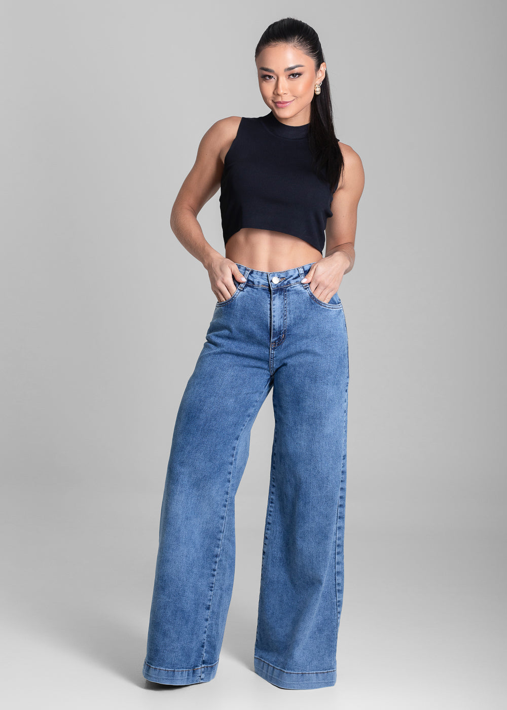 Calça Jeans Sawary Super Wide Leg - 282073 AZUL