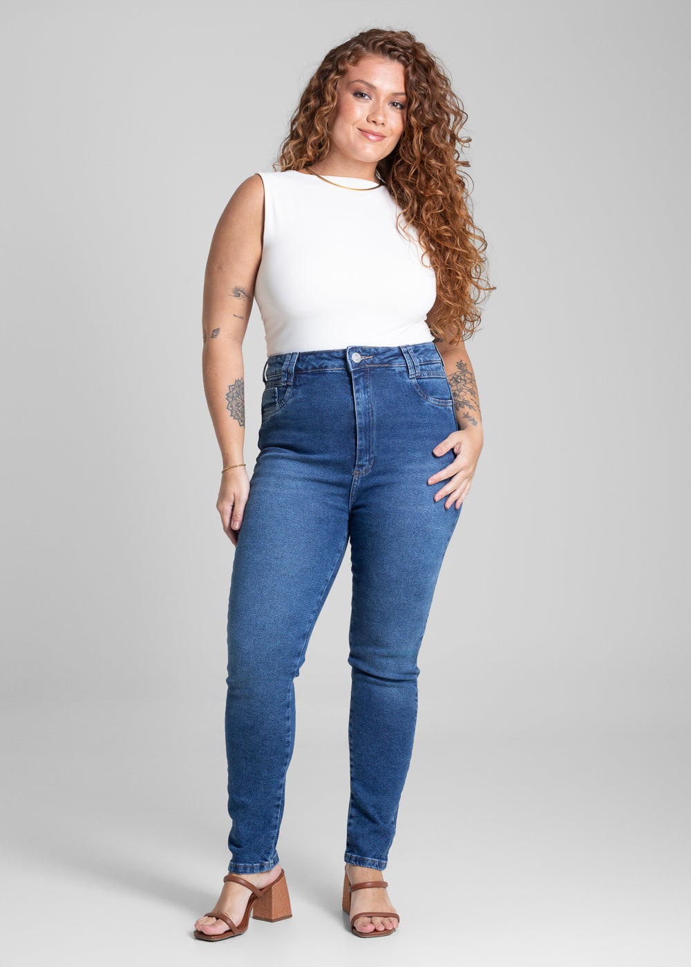Calça Jeans Sawary Cigarrete Plus Size - 282087 AZUL