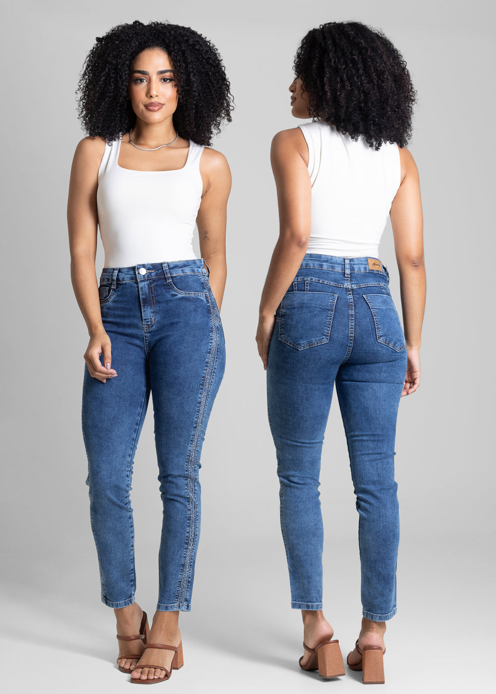 Calça Jeans Sawary Levanta Bumbum Brilho  - 282091 AZUL