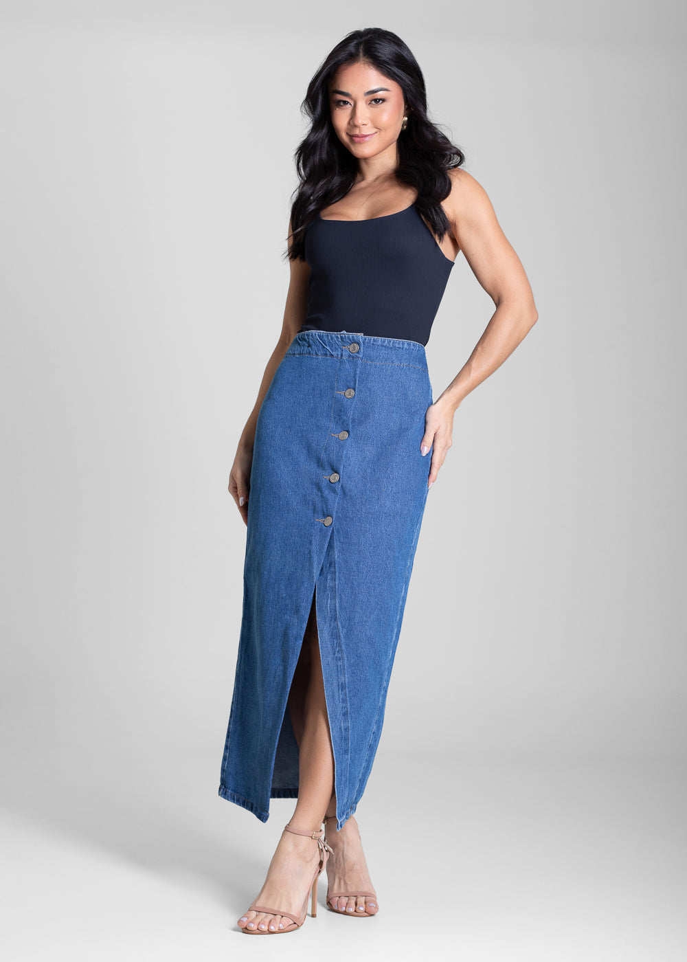 Saia Jeans Sawary Midi - 282095 AZUL