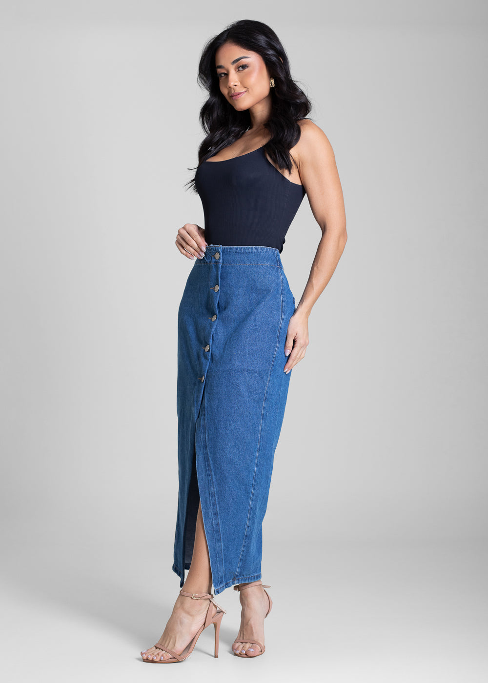 Saia Jeans Sawary Midi - 282095 AZUL