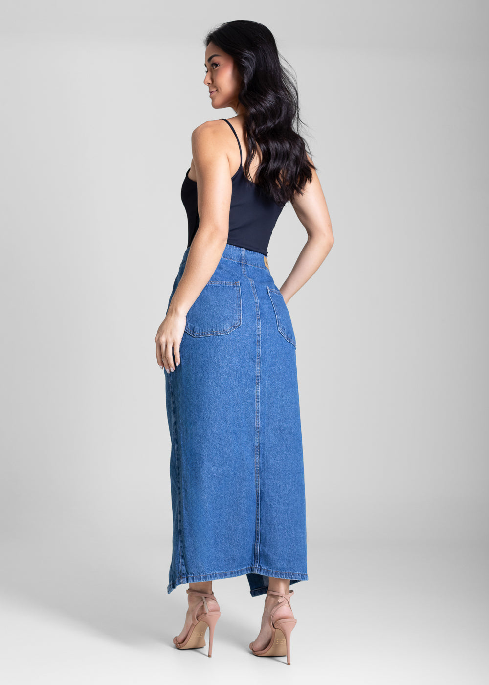 Saia Jeans Sawary Midi - 282095 AZUL