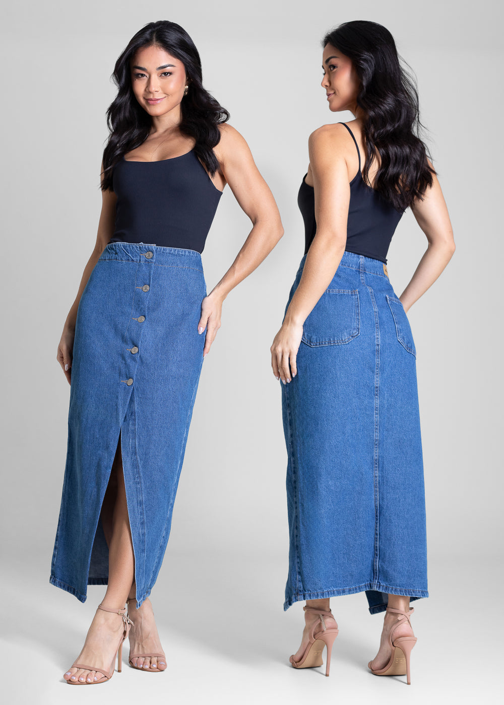 Saia Jeans Sawary Midi - 282095 AZUL
