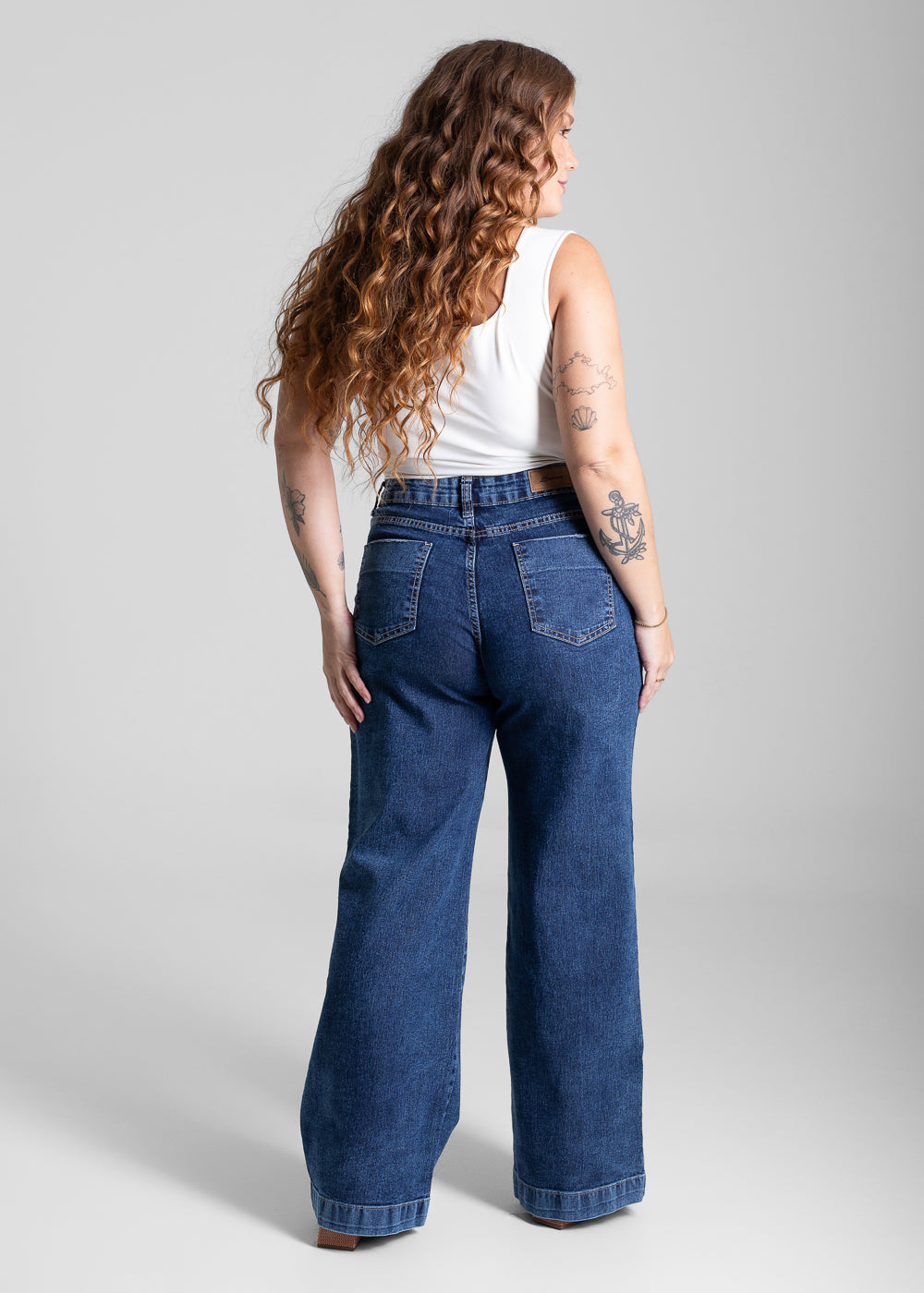 Calça Jeans Sawary Plus Size Wide Leg - 282102 AZUL