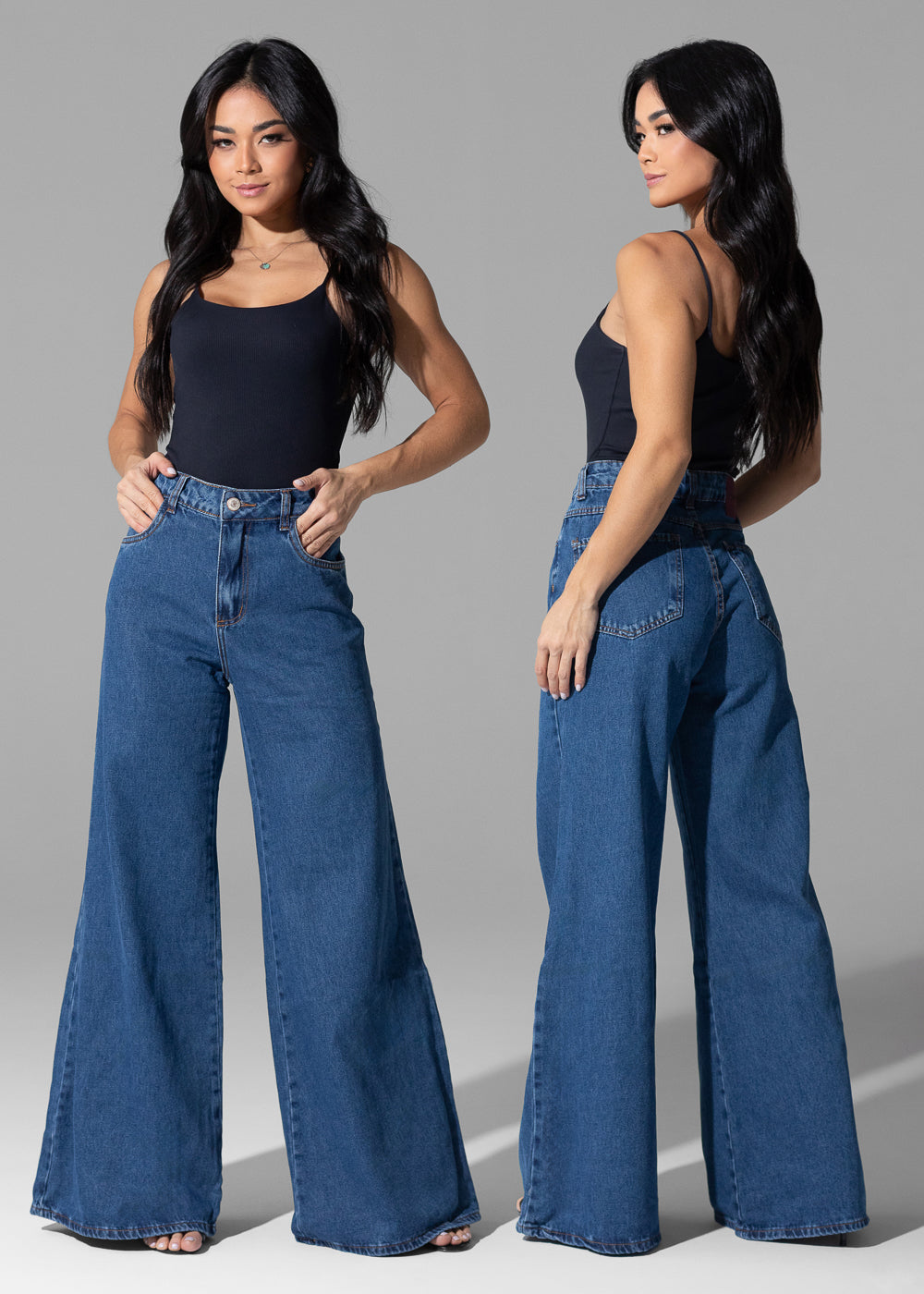 Calça Jeans Sawary Super Wide Leg - 282149 AZUL