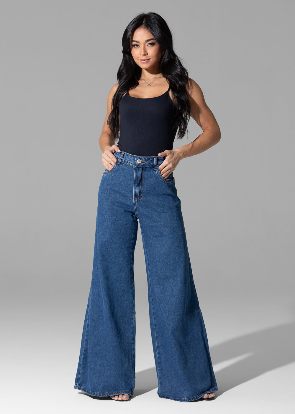 Calça Jeans Sawary Super Wide Leg - 282149 AZUL