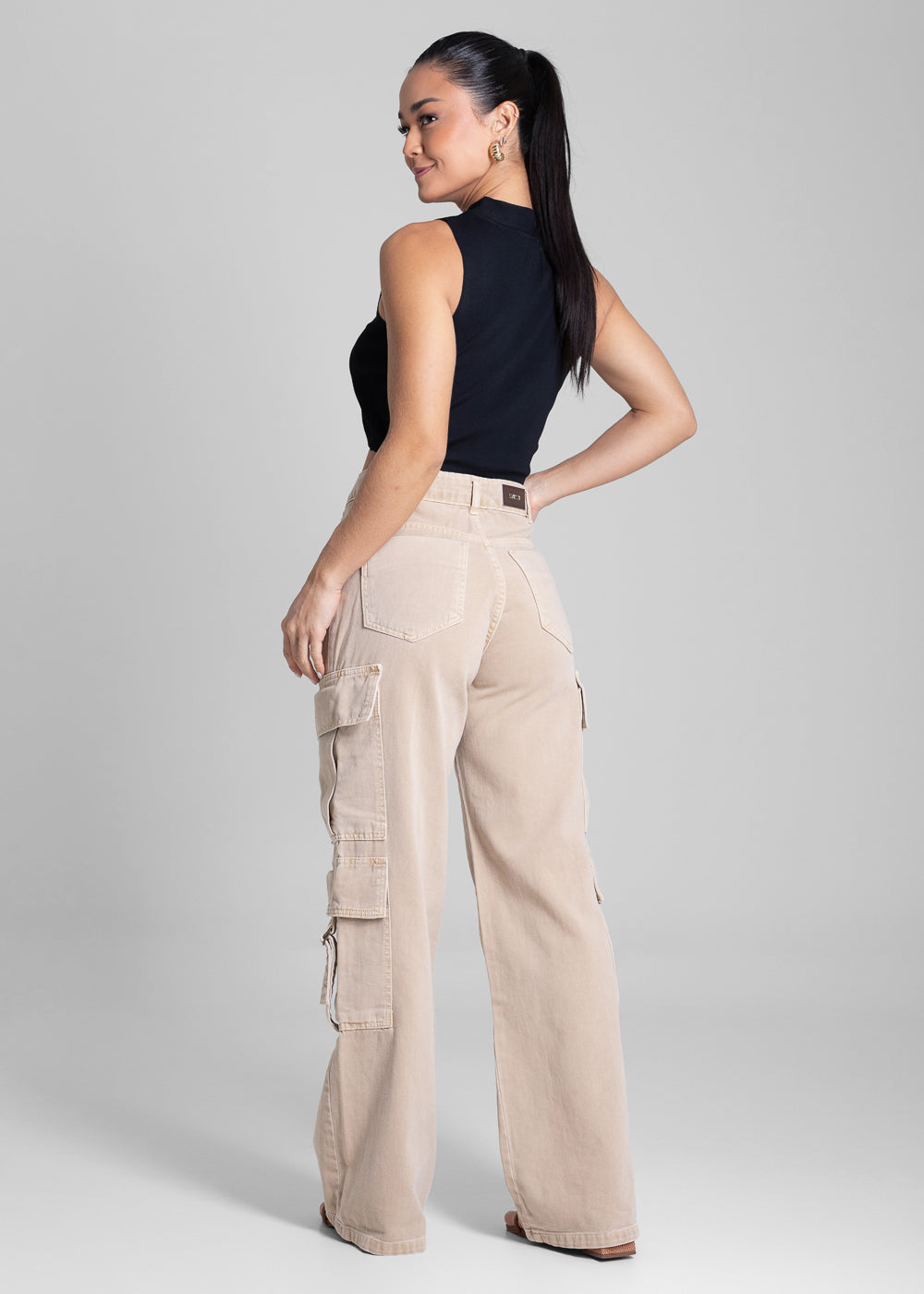 Calça Sarja Sawary Wide Leg - 282160 BEGE